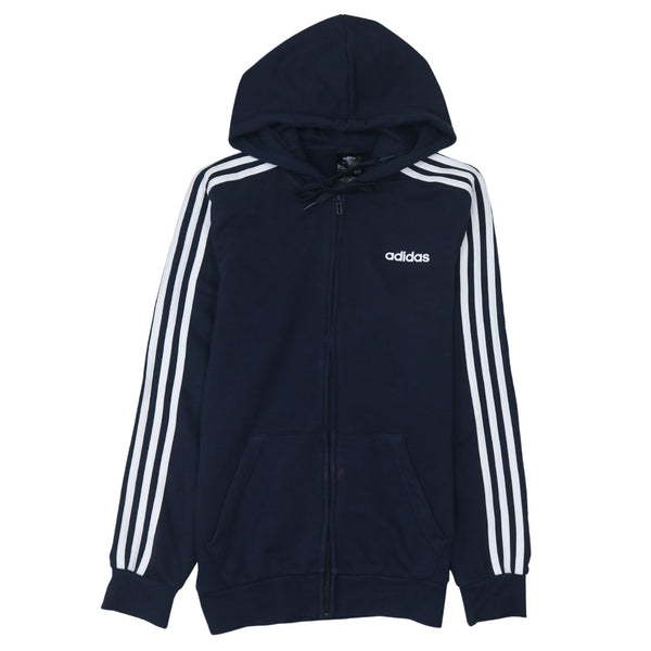 Adidas 90's Striped Sleeve Full Zip Up Hoodie Small Black