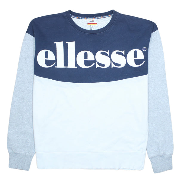 Vintage Ellesse 90's Spellout Sweatshirt Small Navy Blue Crew Neck