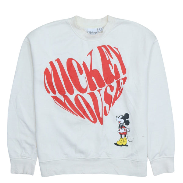 Vintage 90s Disney Mickey Mouse White Crew Neck Sweatshirt Small