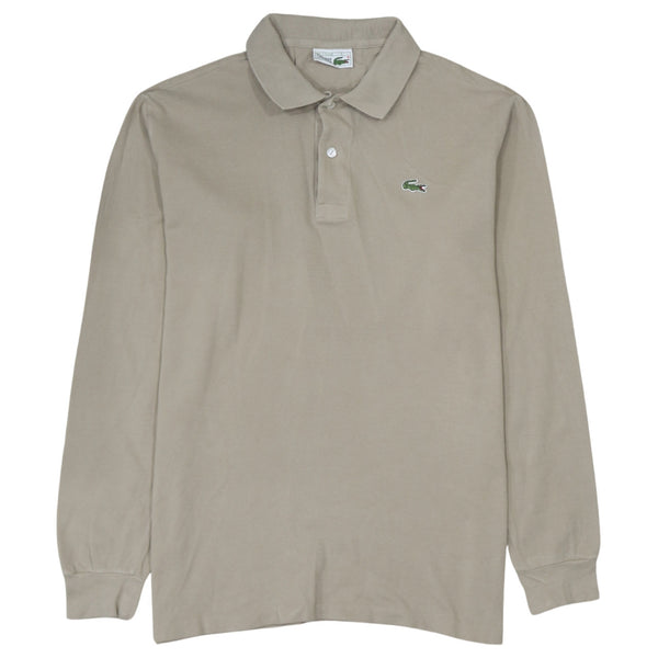 Lacoste 90's Long Sleeve Quarter Button Polo Shirt Large  Beige Cream