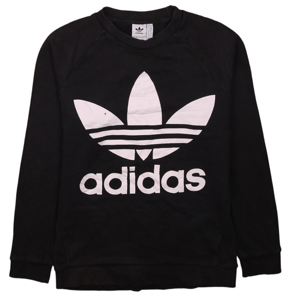 Adidas Vintage 90's Spellout Crew Neck Sweatshirt XS Black Unisex