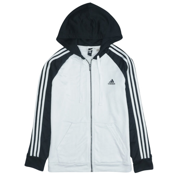 Adidas Vintage 90's Black Hoodie with Striped Sleeve - Men's Medium