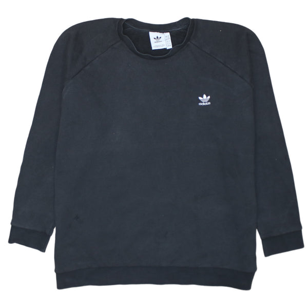 Adidas 90's Vintage Black Lightweight Crew Neck Sweatshirt XXLarge 2XL