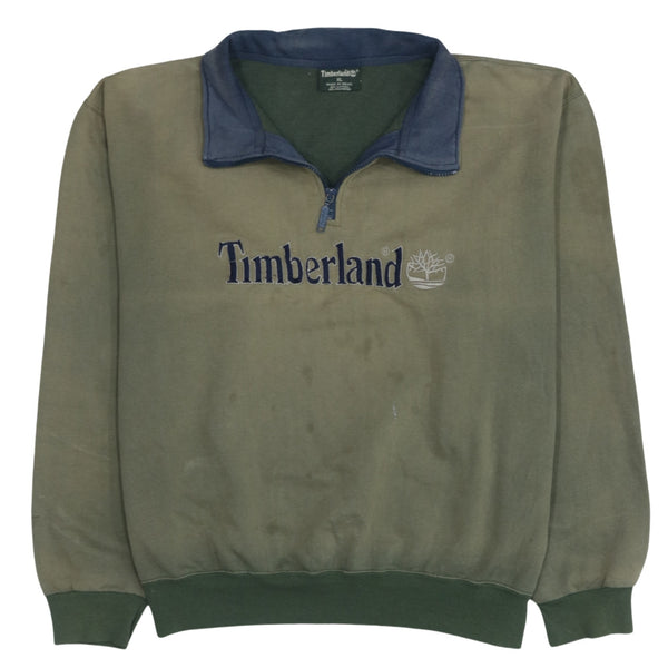 Vintage Timberland 90's Green Spellout Quarter Zip Sweatshirt XLarge