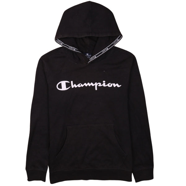 Champion 90's Black Heavyweight Spellout Hoodie Women's XLarge