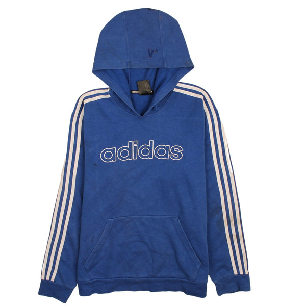 Adidas 90's Vintage Blue Hoodie Pullover Spellout Medium Size Men