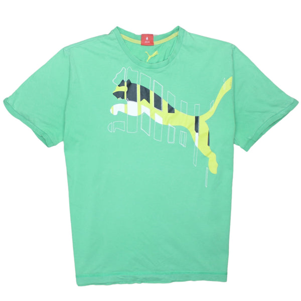 Vintage 90's Puma Spellout Green Short Sleeve T-Shirt XLarge