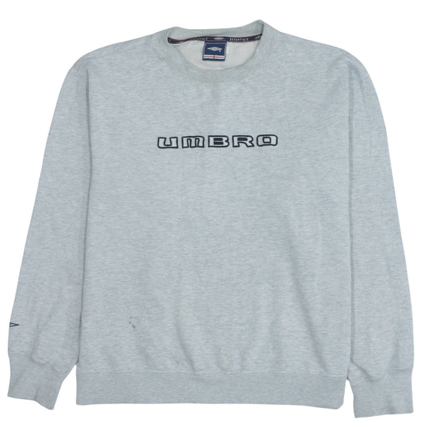 Vintage Umbro 90's Grey Spellout Crew Neck Sweatshirt Large