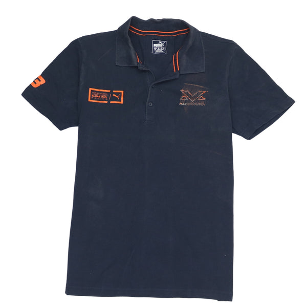 Puma 90's Short Sleeves Quarter Button Polo Shirt Medium Navy Blue