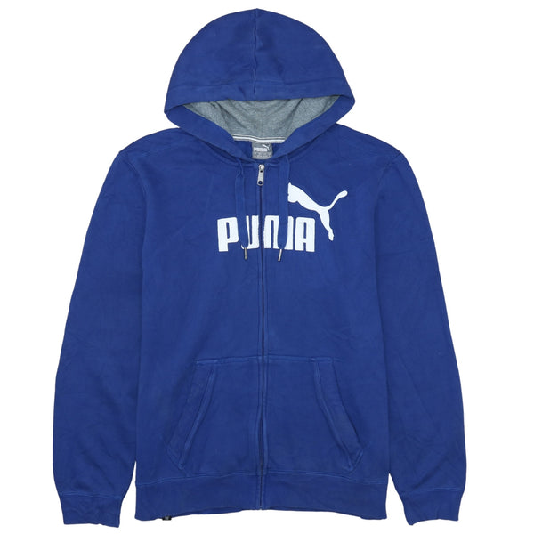 Puma 90's Spellout Full Zip Up Men's Large Blue Hoodie