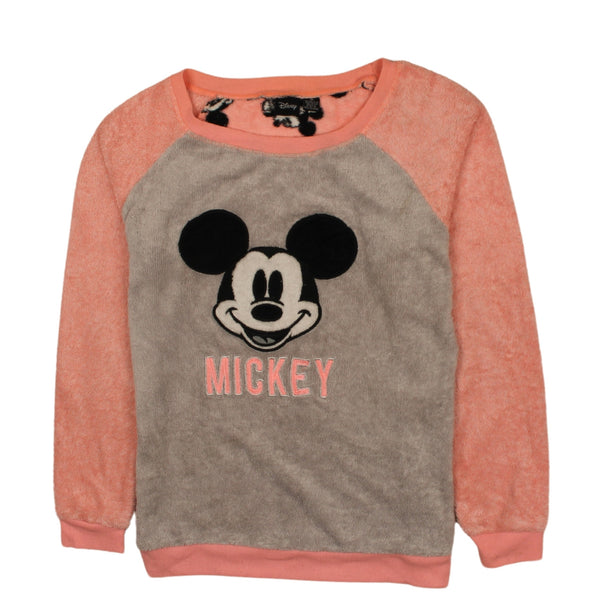 Vintage 90's Disney Mickey Mouse Medium Fleece Jumper Grey Crew Neck