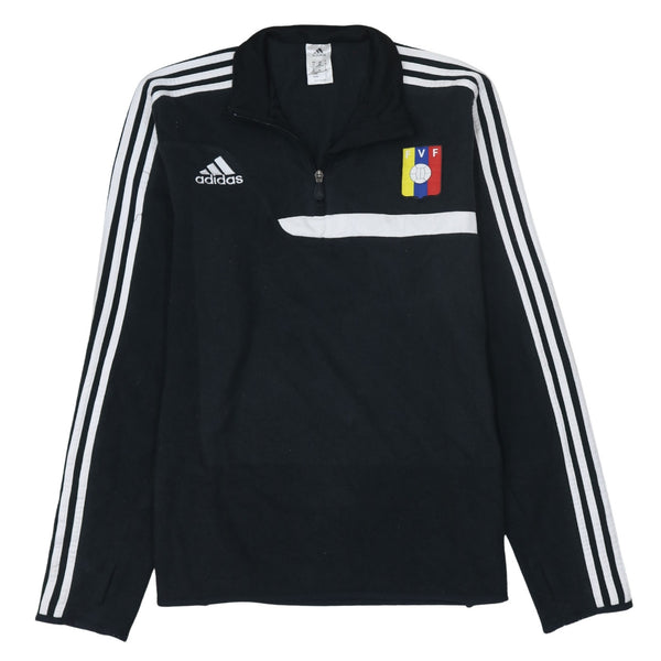 Adidas 90's Striped Sleeve Quarter Zip Fleece Jumper Medium Black