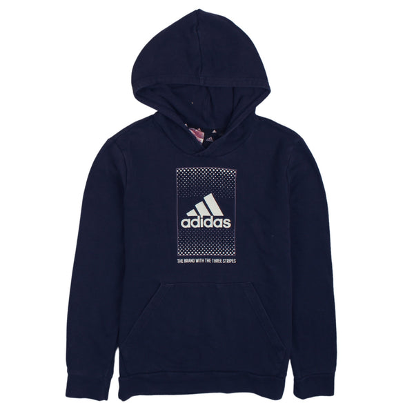 Adidas 90's Navy Blue Spellout Pullover Hoodie Women's Large Vintage