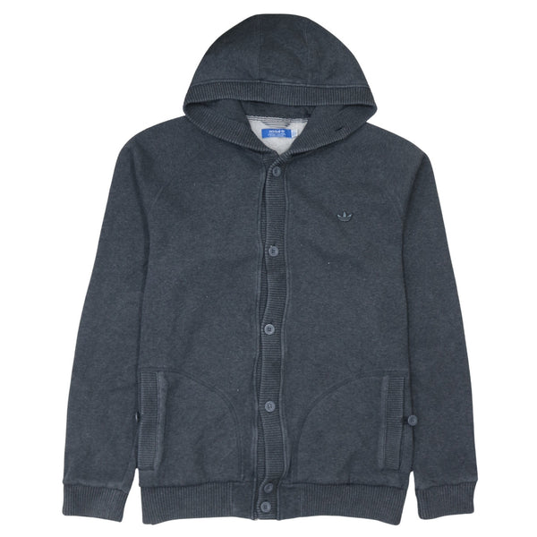 Adidas 90's Lightweight Button Up Hoodie XLarge Black