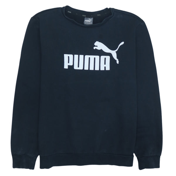 Puma 90's Black Spellout Crew Neck Sweatshirt Men's Medium Cotton