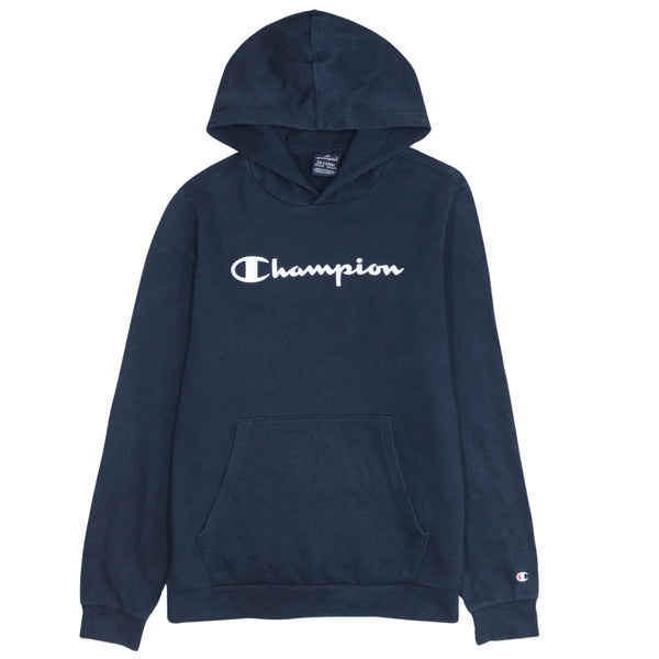 Champion 90's Navy Blue Spellout Pullover Hoodie XXL Cotton Vintage