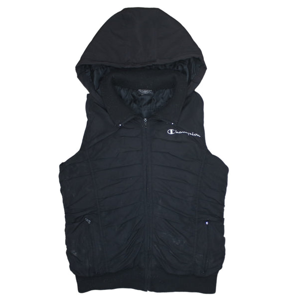 Champion 90's Vest Sleeveless Full Zip Up Gilet Small  Black