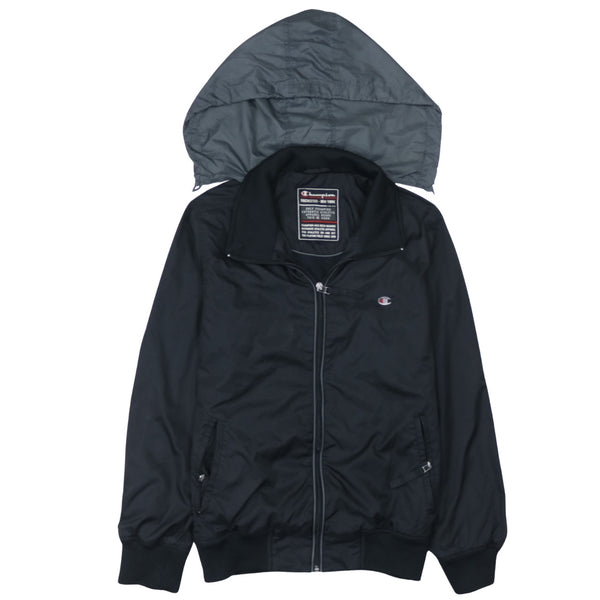 Champion 90's Hooded Full Zip Up Windbreaker Small Black