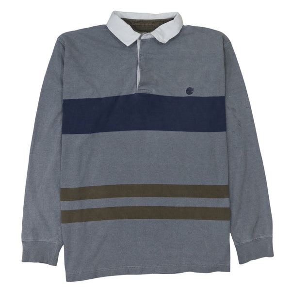 Timberland 90's Long Sleeve Quarter Button Polo Shirt Large Grey