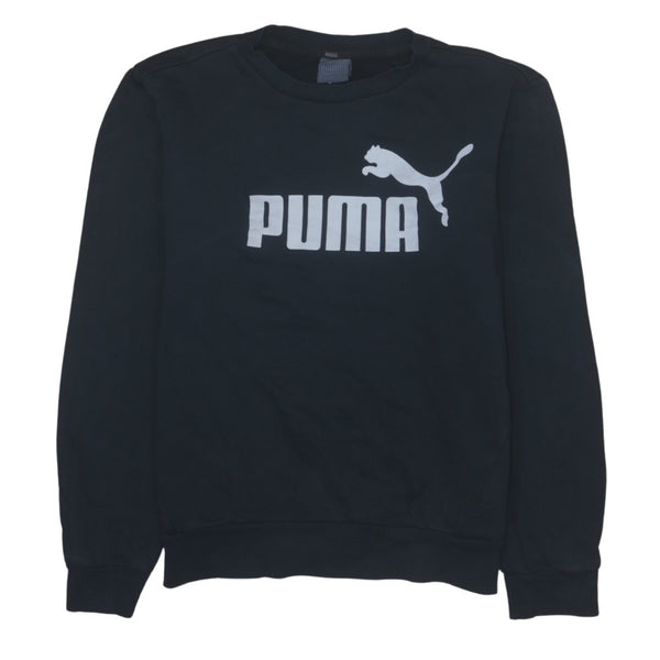 Puma Vintage 90's Spellout Crew Neck Sweatshirt Small Men's Black