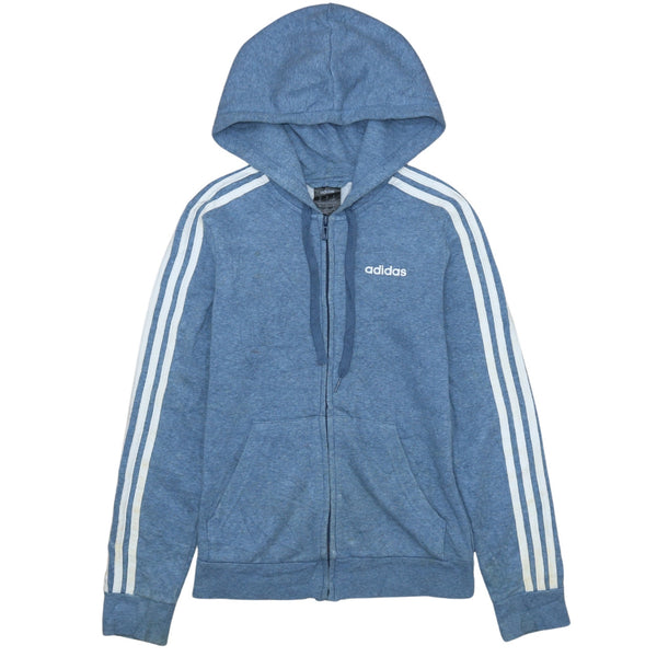 Adidas 90's Vintage Blue Striped Sleeve Full Zip Hoodie - Women's XSmall