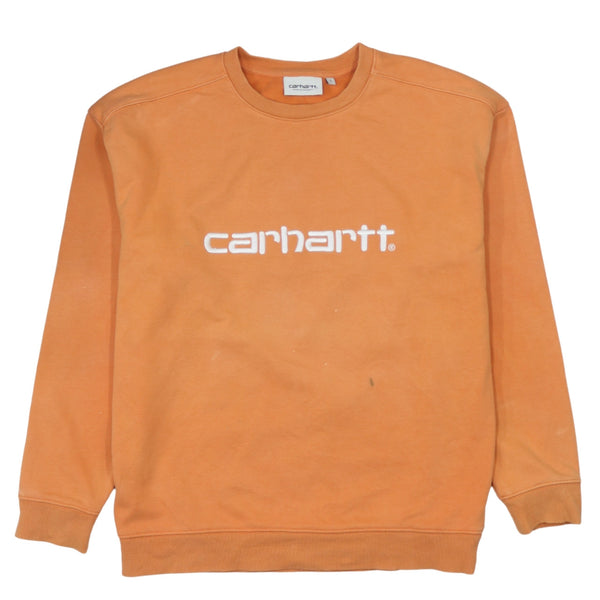 Carhartt 90's Vintage Crew Neck Spellout Sweatshirt - Small Orange