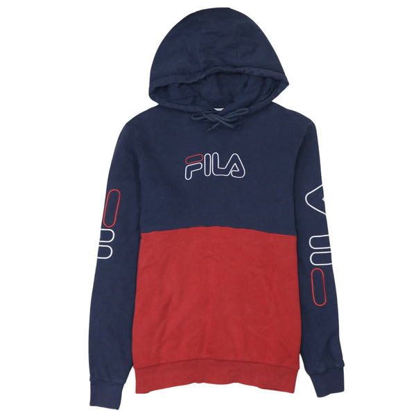 Fila 90's Spellout Pullover Hoodie Small Navy Blue