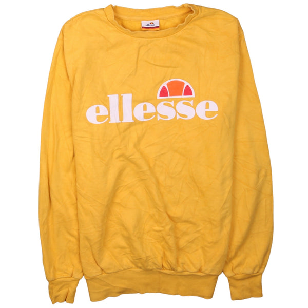 Ellesse Vintage 90's Yellow Spellout Crew Neck Sweatshirt M