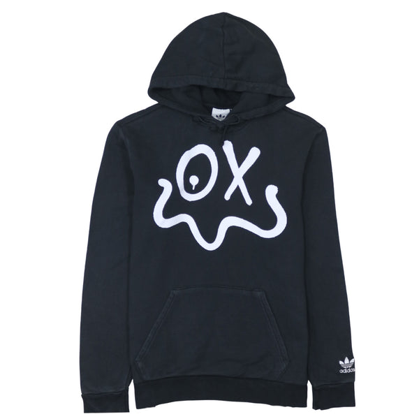 Adidas 90's Drawstring Pockets Pullover Hoodie Small Black