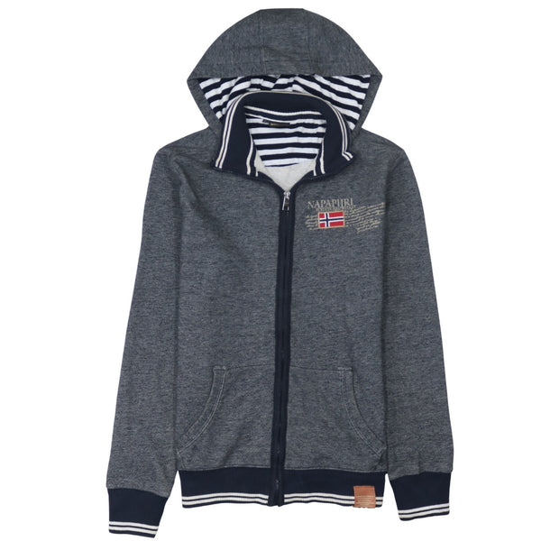 Napapijri 90's Lightweight Full Zip Up Hoodie Small  Grey