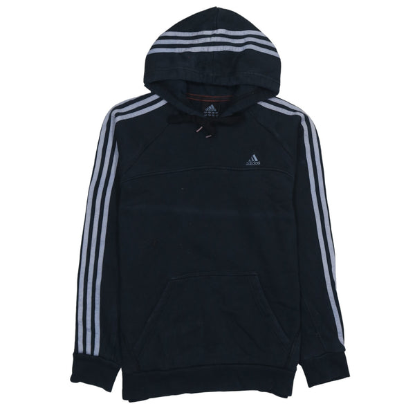 Adidas 90's Striped Sleeve Pullover Hoodie Small Black