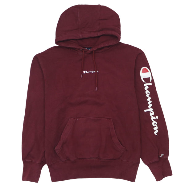 Champion 90's Vintage Burgundy Red Hoodie Medium with Drawstring & Pockets