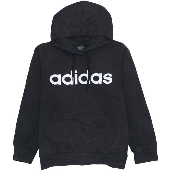 Adidas 90's Retro Spellout Black Cotton Pullover Hoodie L Vintage