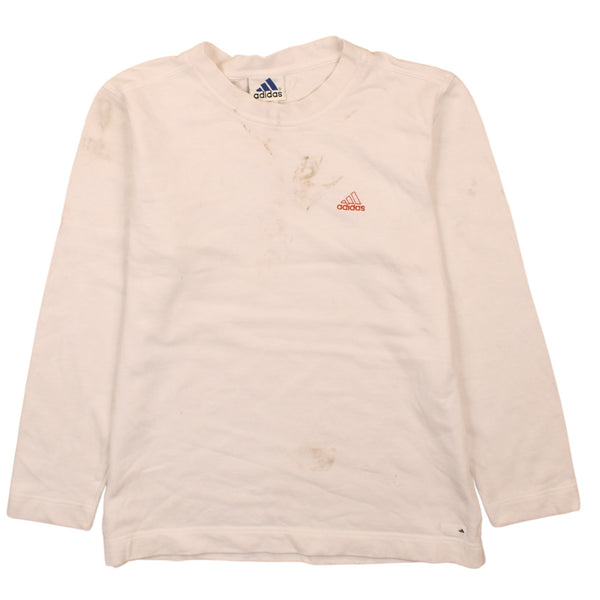 Adidas Vintage 90s White Heavyweight Crew Neck Sweatshirt Medium Men