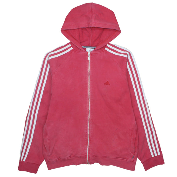 Adidas 90's Red Striped Sleeve Zip Up Hoodie Men's Medium