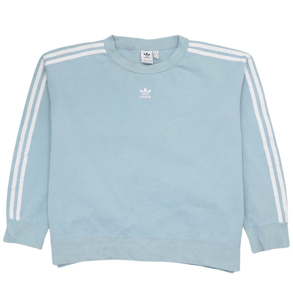 Adidas Vintage 90's Blue Crew Neck Sweatshirt XXLarge Striped Sleeves