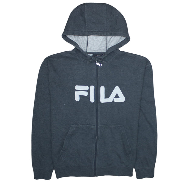 Fila 90's Spellout Full Zip Up Hoodie Large Grey