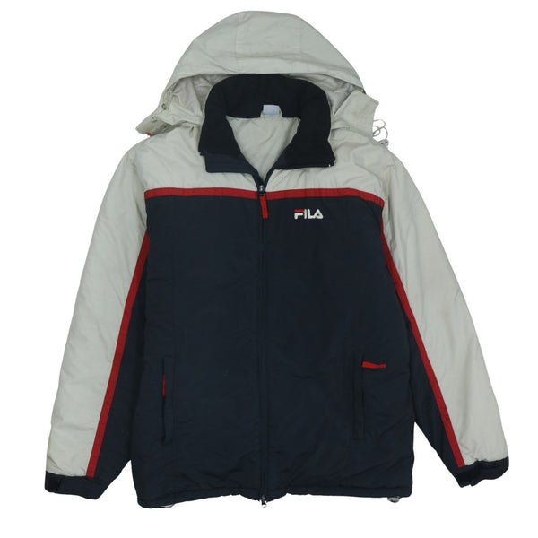 Fila Vintage 90's Black Hooded Windbreaker Men's Large
