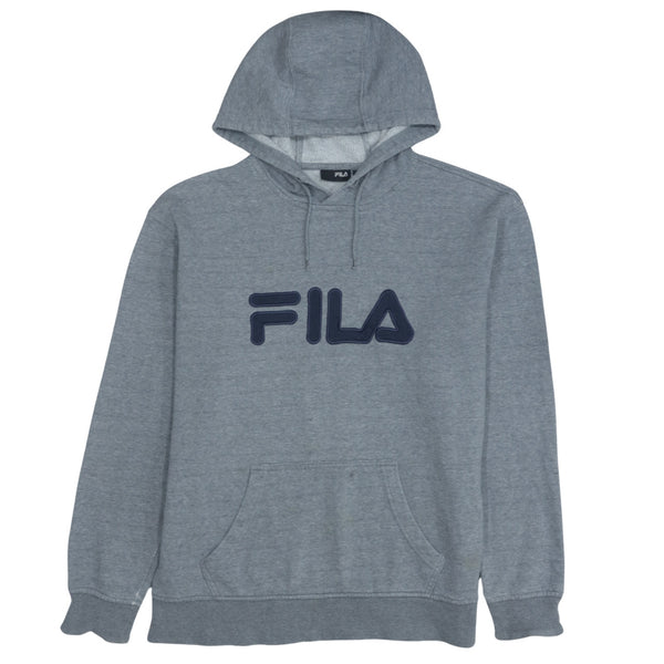 Fila 90's Spellout Grey Pullover Hoodie - Men's Large
