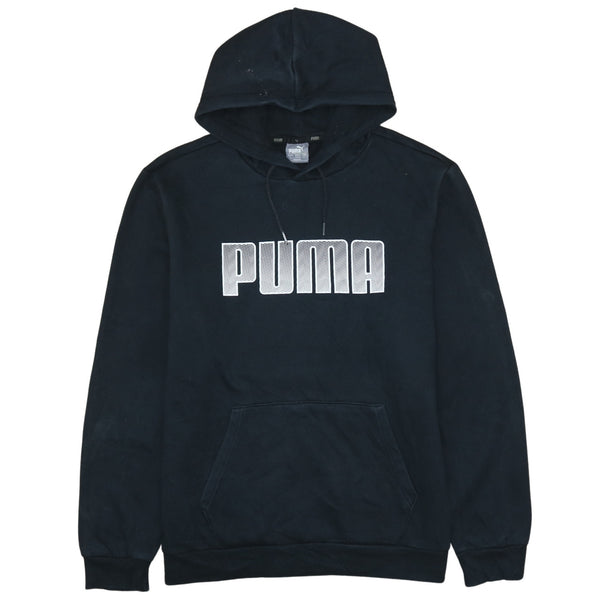 Vintage 90's Puma Black Spellout Pullover Hoodie Men's Large