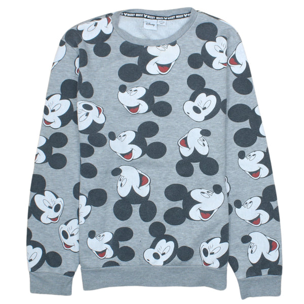 Vintage 90s Disney Mickey Mouse Crew Neck Sweatshirt Small Grey