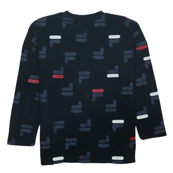 Fila 90's Plain Crew Neck Sweatshirt Small Black