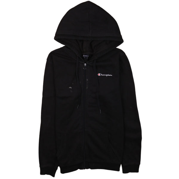 Champion 90s Large Black Hoodie Full Zip Drawstring Women's Style