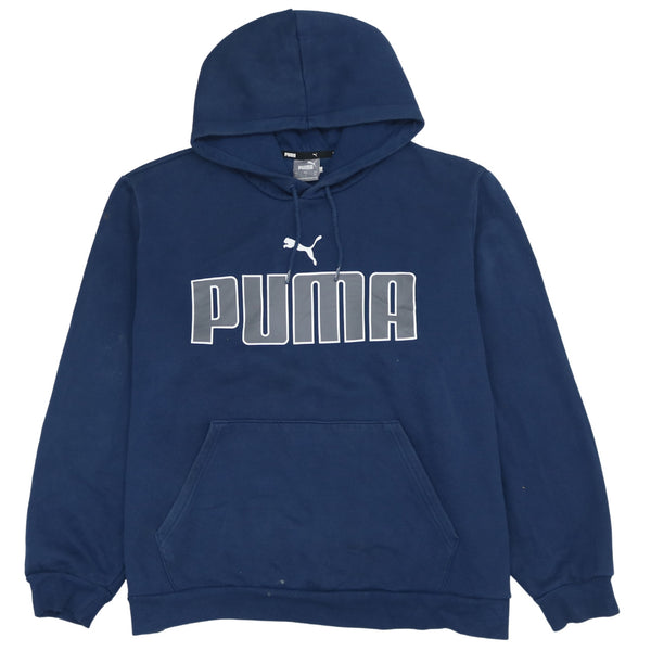 Puma 90's Navy Blue Spellout Pullover Hoodie Men's XLarge Vintage