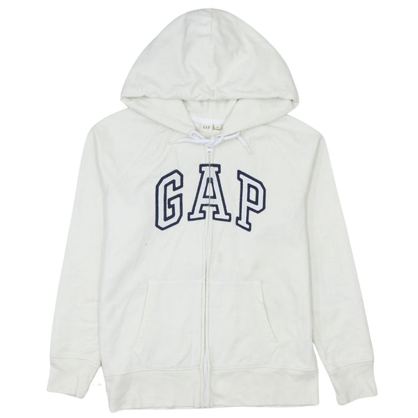90's Gap Spellout White Full Zip Up Hoodie, Small