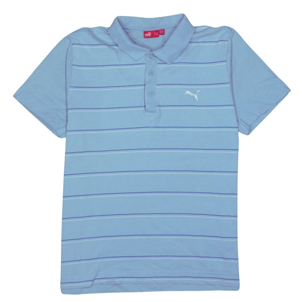 Puma 90's Short Sleeves Quarter Button Polo Shirt Large Blue