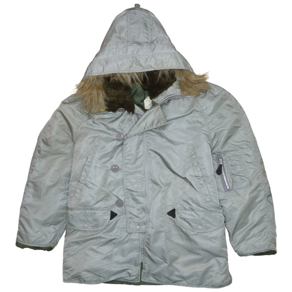 Active 90's Hooded Full Zip Up Parka Medium Grey