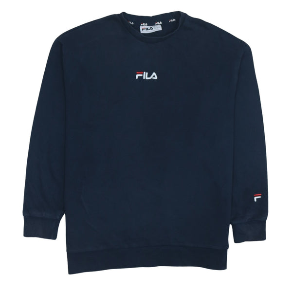 Fila 90's Vintage Heavyweight Crew Neck Sweatshirt Navy Blue XLarge