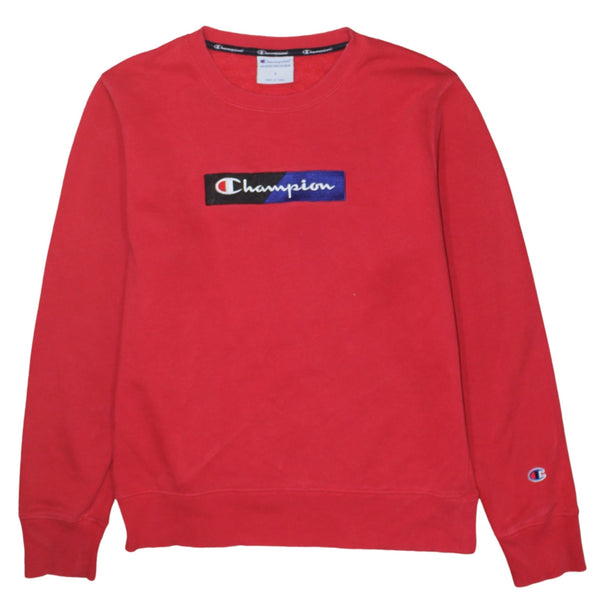 Champion 90's Spellout Crew Neck Sweatshirt Small Red