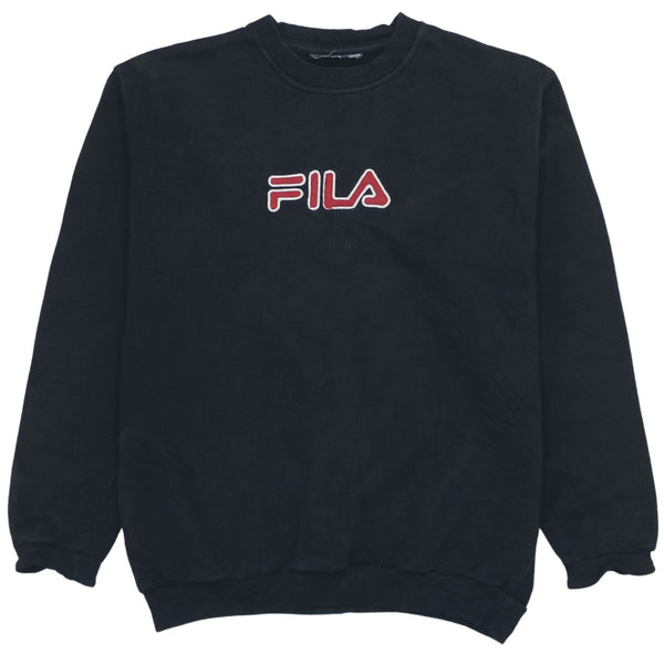 Fila 90's Vintage Black Spellout Crew Neck Sweatshirt Medium